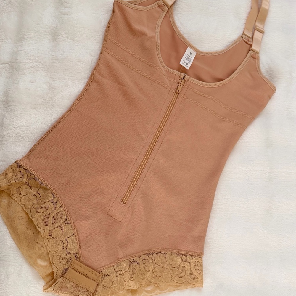 Zara Blush Pink Shapewear Bodysuit with Front Zipper